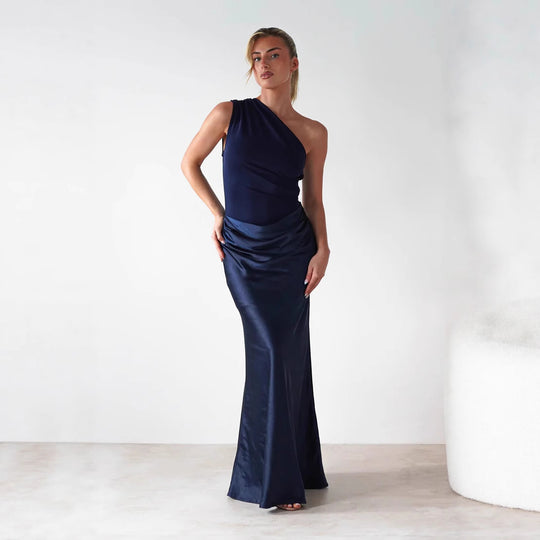 Damen Abendkleid mit asymmetrischem Schnitt und elegantem Drapierungsdesign EB