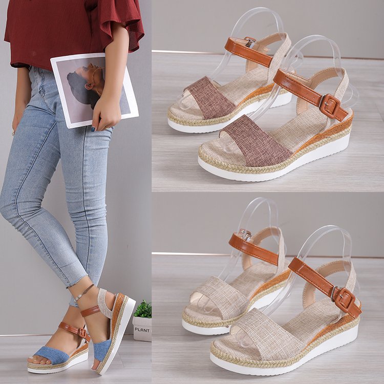 Damen Wedge-Sandalen mit modernem Schnitt und verstellbarem Riemen EB