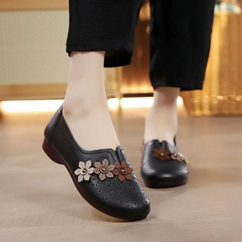 Damen Slip-On Ballerinas mit floralem Dekor und komfortablem Fußbett EB