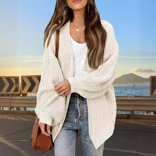 Damen Grobstrick Cardigan mit weitem Schnitt EB