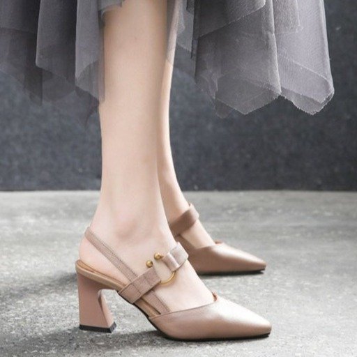 Damen Slingback Pumps mit elegantem Blockabsatz und modischem Riemendesign EB