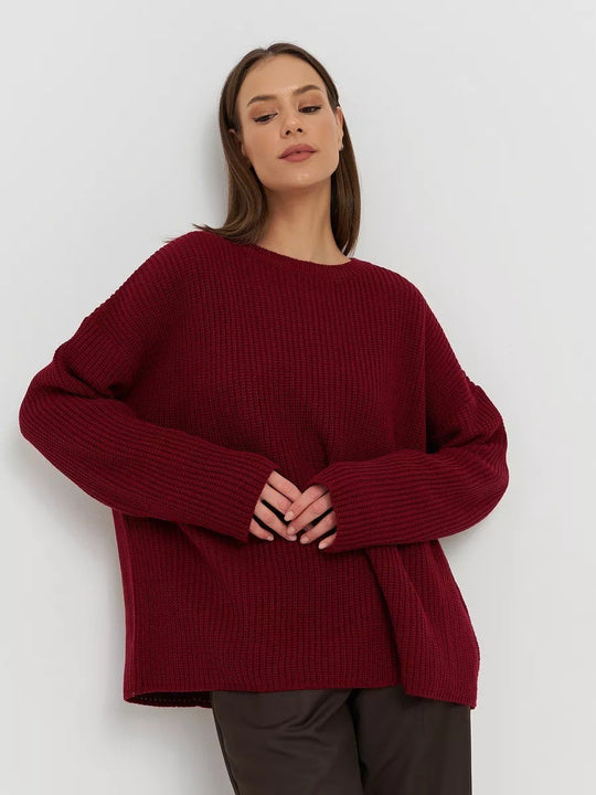 Damen Oversized Strickpullover mit weitem Schnitt und Struktur EB