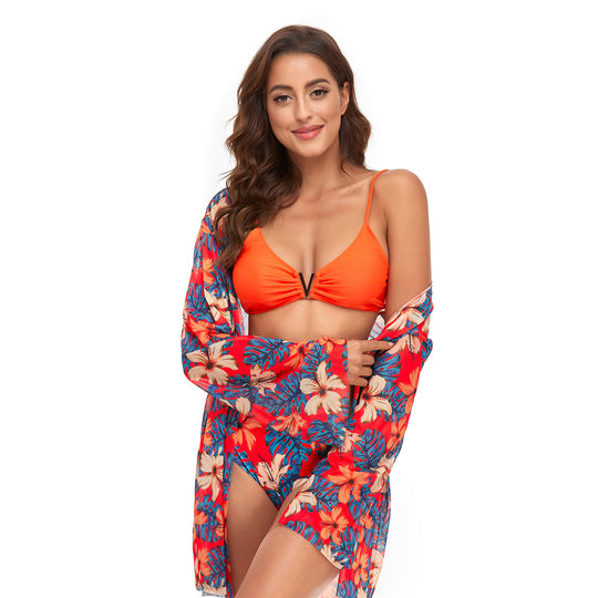 Damen Bikiniset mit transparenter Strandtunika EB