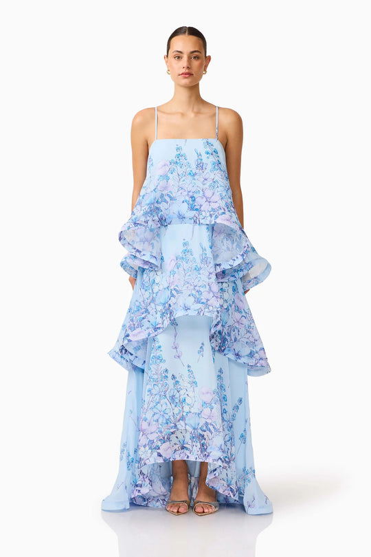 Damen Maxi Kleid mit Volant-details EB