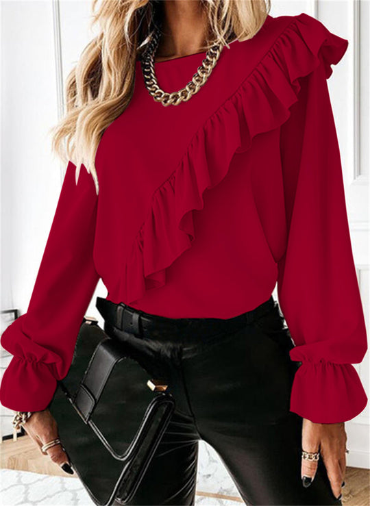 Damen Bluse mit voluminösen Rüschen EB