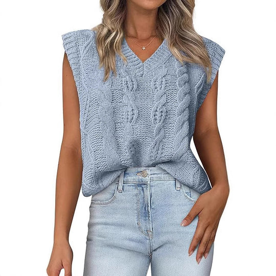 Damen Strickoberteil mit V-Ausschnitt und strukturiertem Muster EB