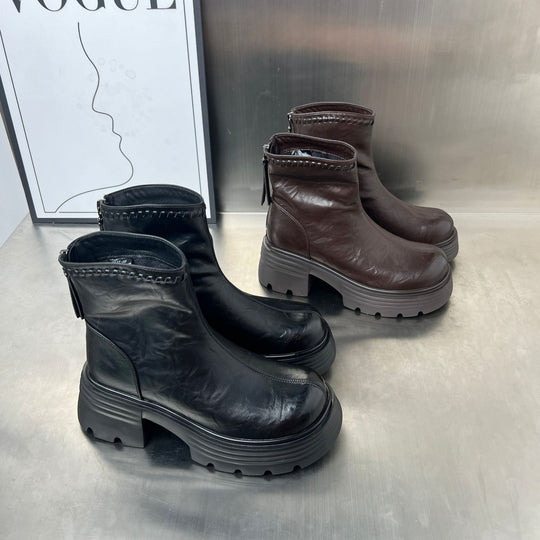 Damen trendige Stiefeletten mit robustem Profil und hochwertigem Leder EB