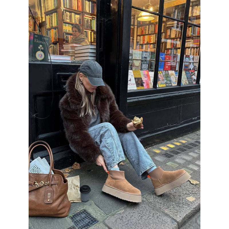 Damen modische und warm gefütterte Sneaker-Stiefel EB