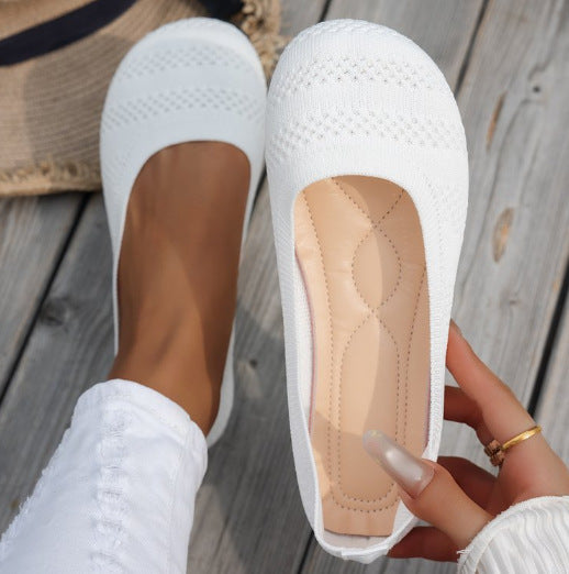 Damen Ballerinas mit elastischem Strickdesign und rutschfester Sohle EB