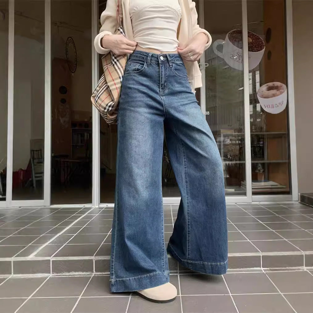 Damen weite High-Waist Jeans mit einzigartigem Schnitt und komfortablem Design EB