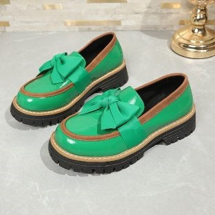 Damen Modische Loafers mit dekorativem Schleifendetail EB