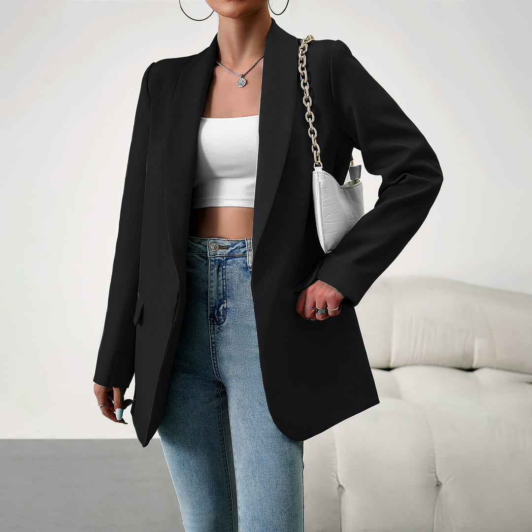 Damen nan langer Oversize-Blazer mit schmaler Reverslinie und soften Schulterpolstern EB