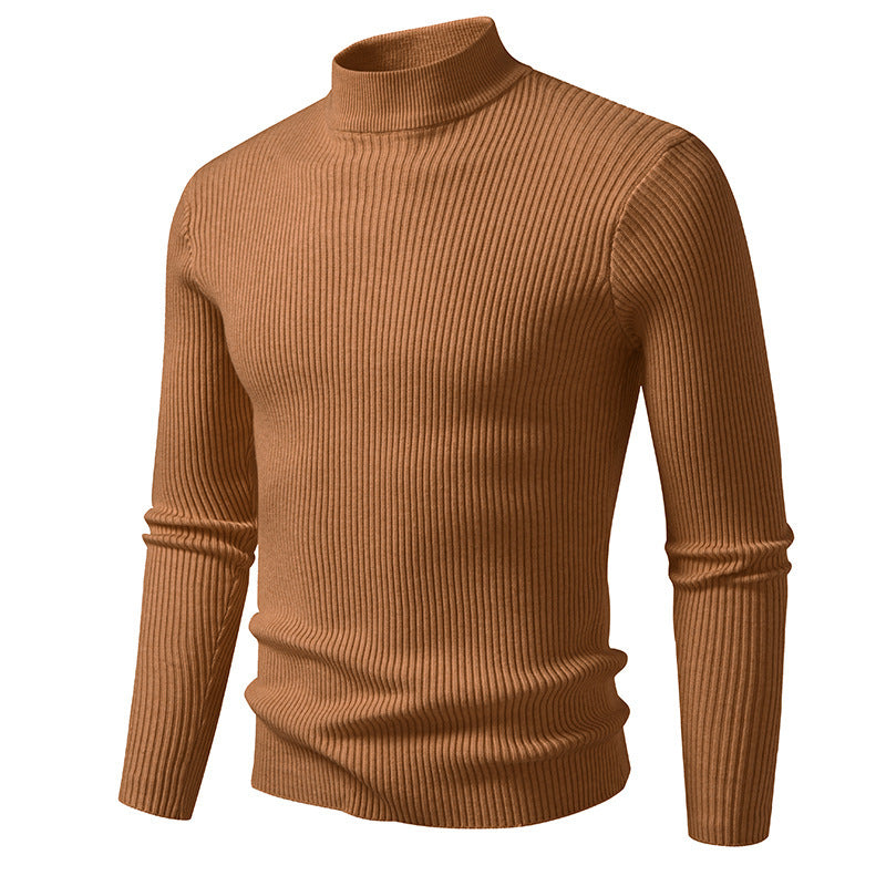 Herren eleganter Rollkragenpullover aus feinem Rippstrick EB