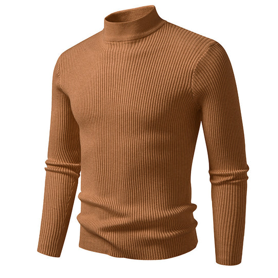 Herren eleganter Rollkragenpullover aus feinem Rippstrick EB