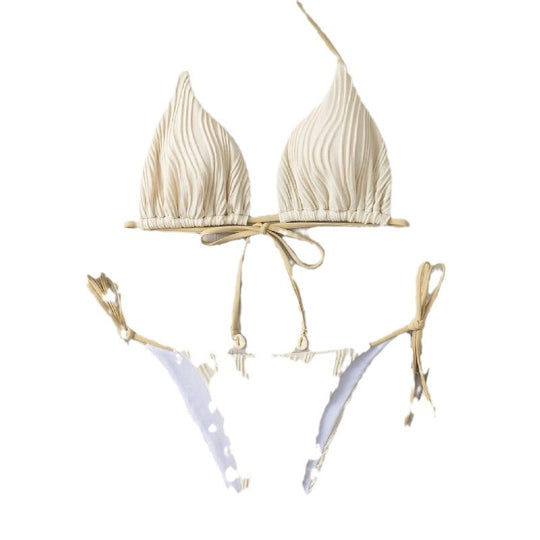 Damen Ripp-Design Bikini mit verstellbaren Bändern EB