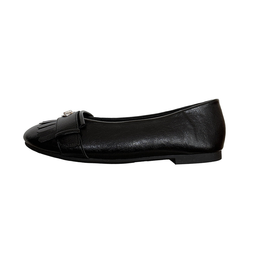 Damen Ballerinas mit dekorativen Fransen und eleganter Schnalle EB