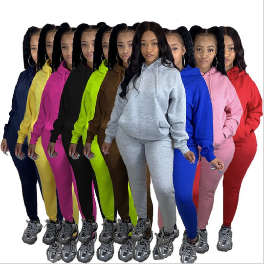 Damen nan Cozy-Loungewear-Set mit oversized Hoodie, Kängurutasche und schmaler Highwaist-Jogginghose EB