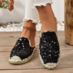 Damen Glitzernde Espadrilles mit bequemer Einlegesohle EB
