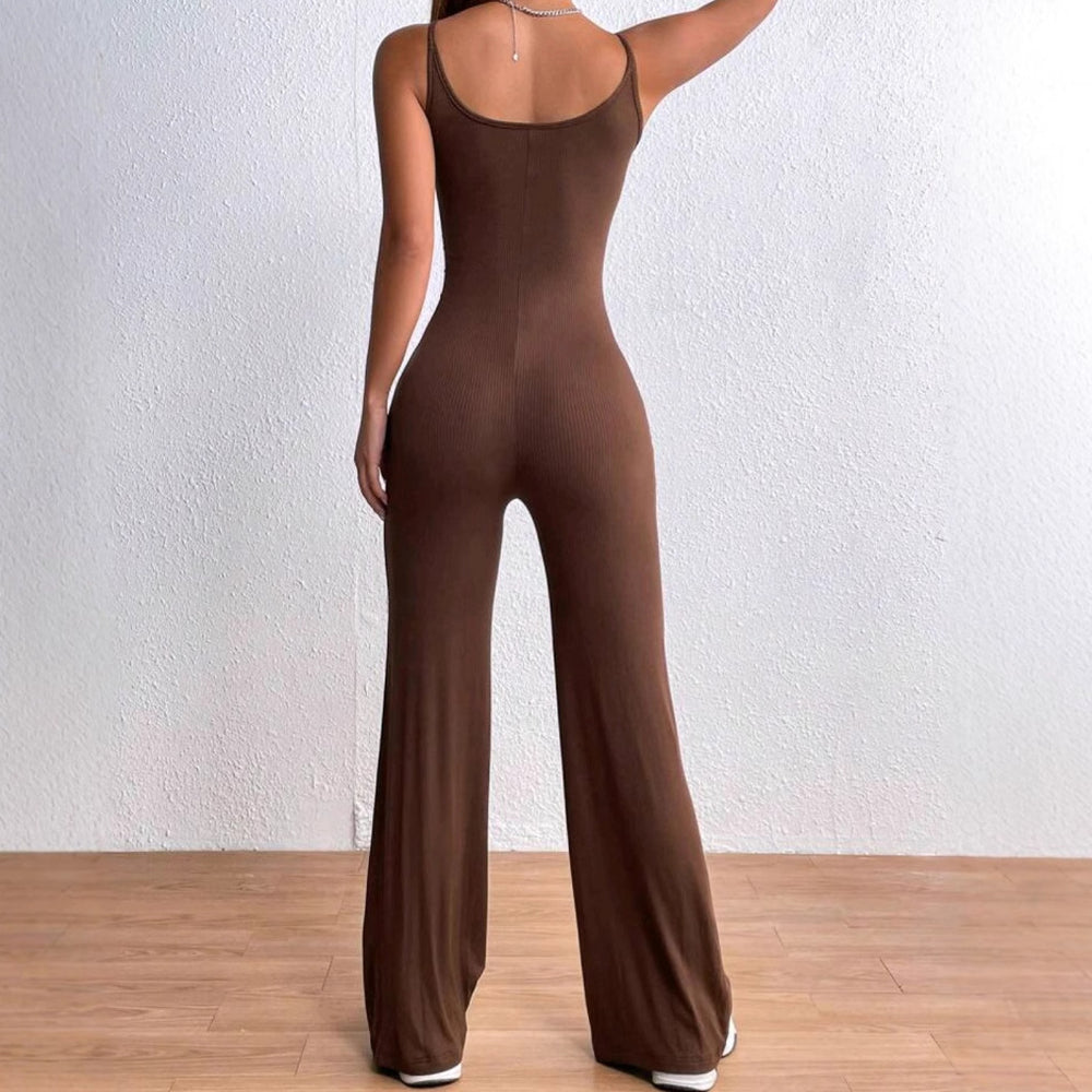 Damen Eleganter Jumpsuit mit verstellbaren Spaghettiträgern und figurschmeichelndem Schnitt EB