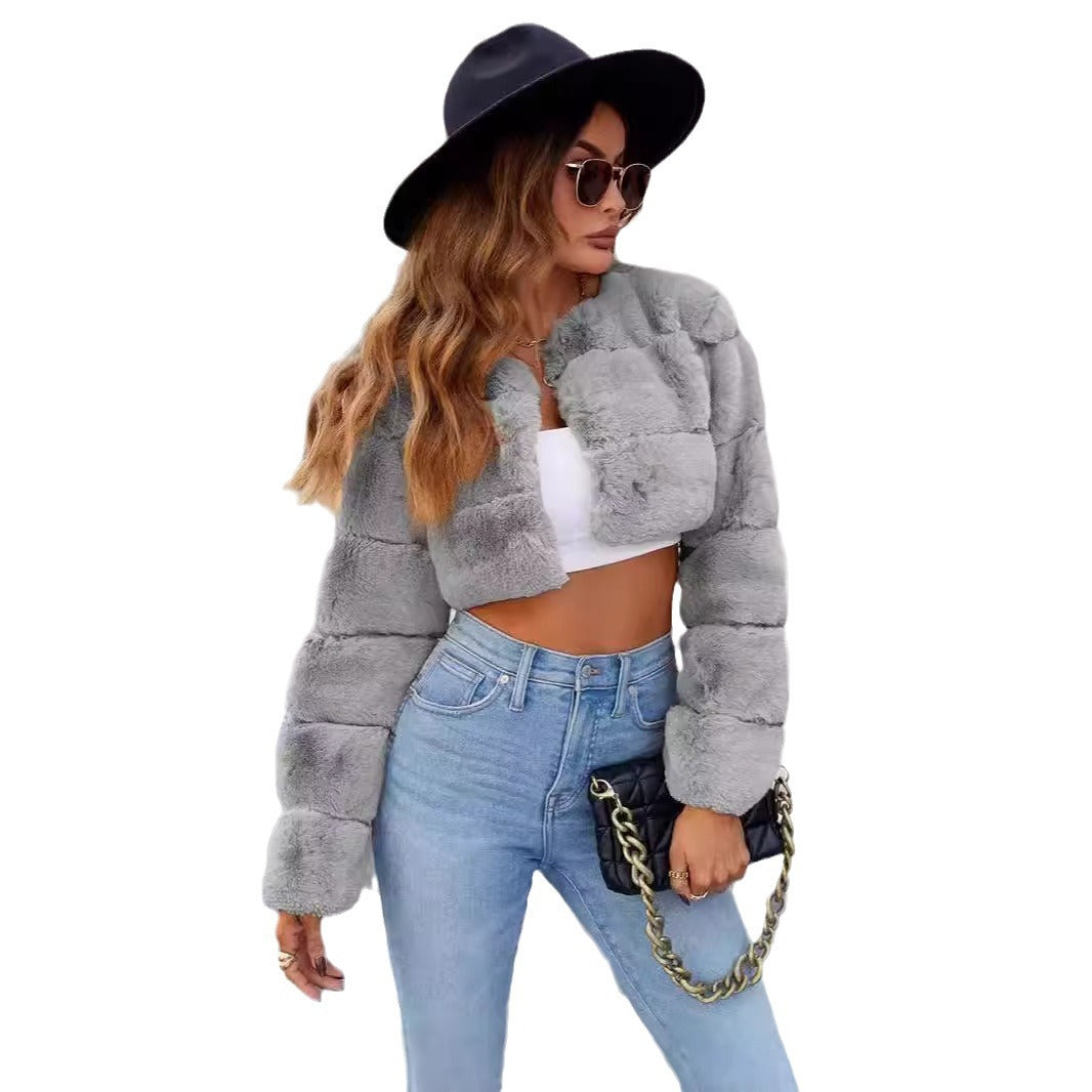 Damen Kuschelige Shortjacke mit gestepptem Design EB