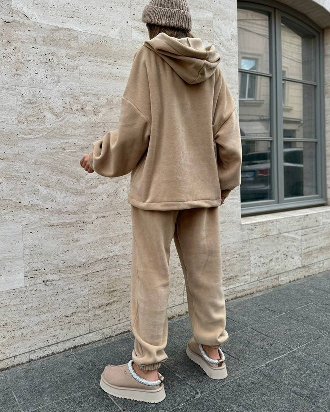 EB | Crew Polar Fleece Kapuzenpullover und Jogginghose Zweiteiliges Satz