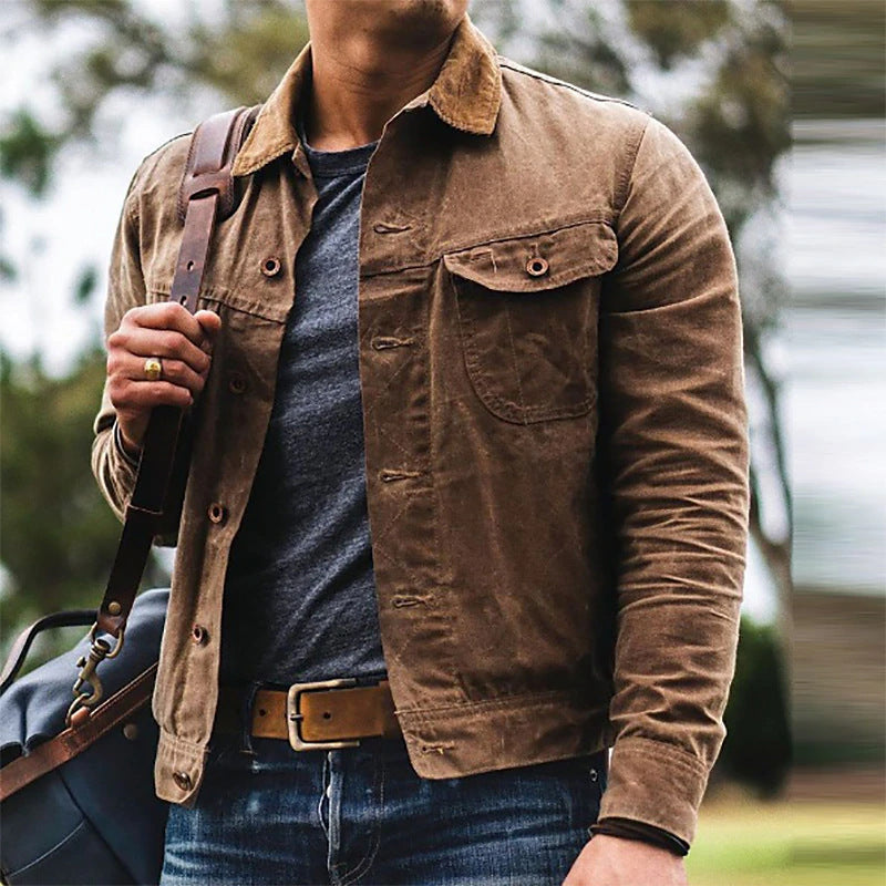 Herren leichte Utility-Jacke im Vintage-Stil mit praktischen Taschen EB