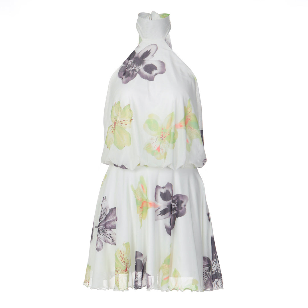 Damen Ärmelloses Blütenmuster Kleid EB