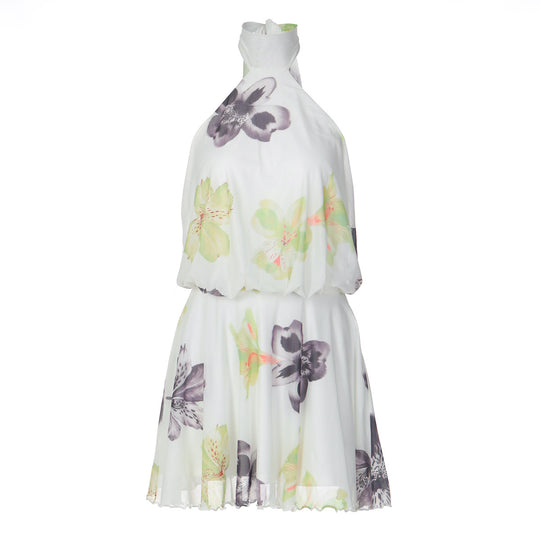 Damen Ärmelloses Blütenmuster Kleid EB