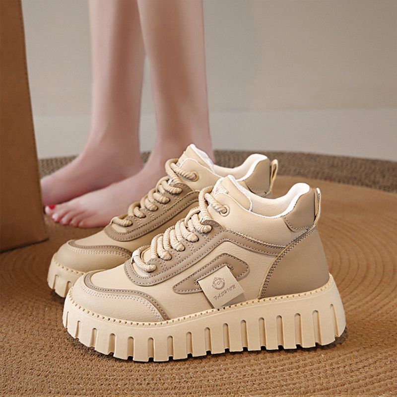 Damen Modische High-Top Sneakers mit dicker Profilsohle und eleganten Akzenten EB