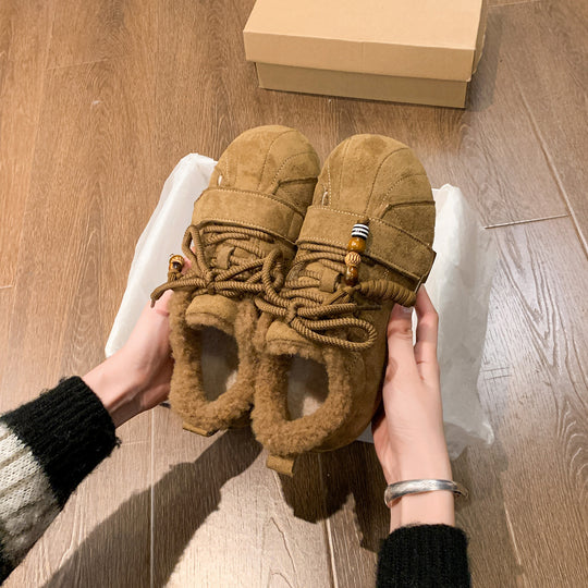 Damen Bequeme Fleece-Sneaker mit flauschigem Innenfutter EB