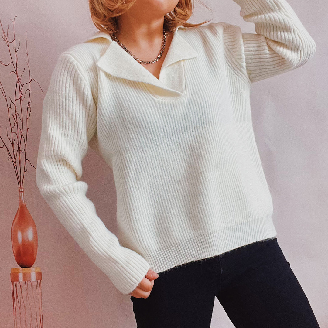 Damen lässiger Pullover mit modernem Rippdesign EB