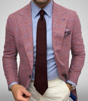 Herren elegante Karomuster Blazerjacke mit schmalem Schnitt EB