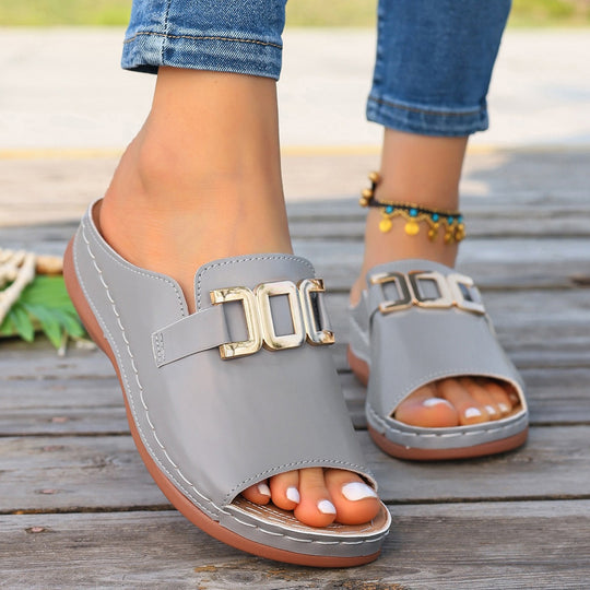 Damen Komfortable Mules mit eleganten Schnallenakzenten EB