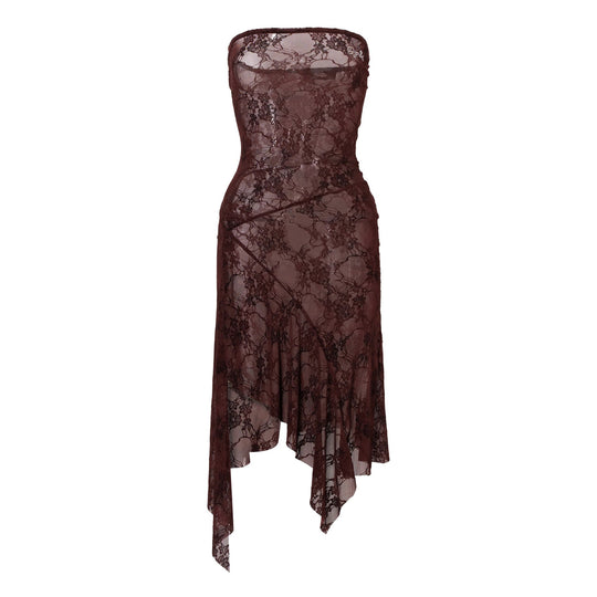 Damen Elegant geschnittenes Spitzenkleid EB