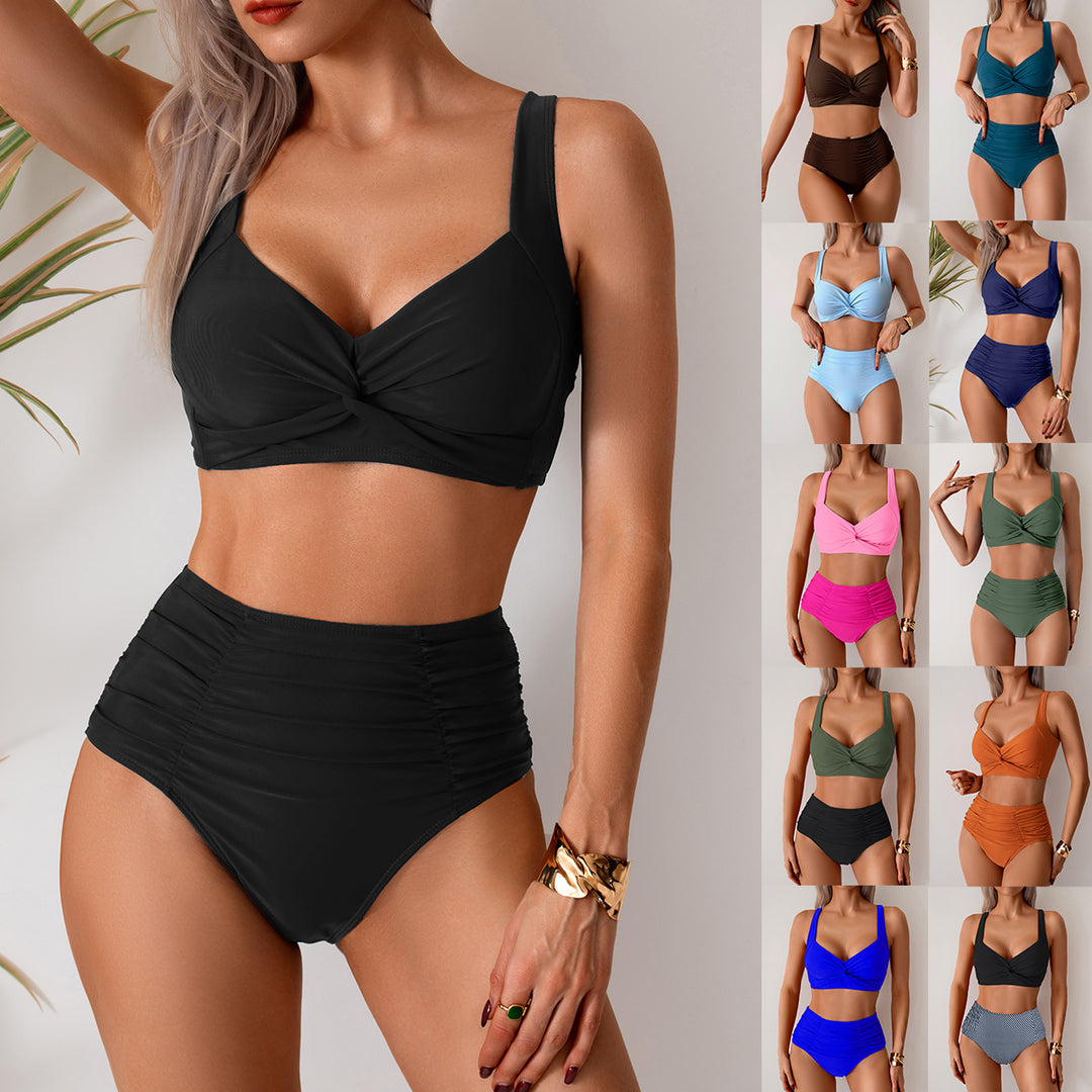 Damen Hochgeschnittener Bikini mit modischem Twist-Design EB