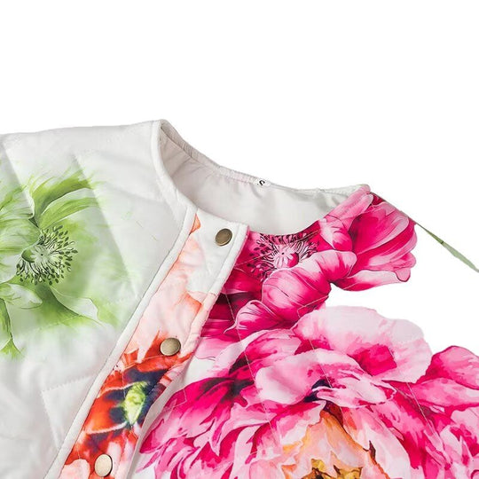 Damen Steppjacke mit floralen Mustern und elastischem Bund EB