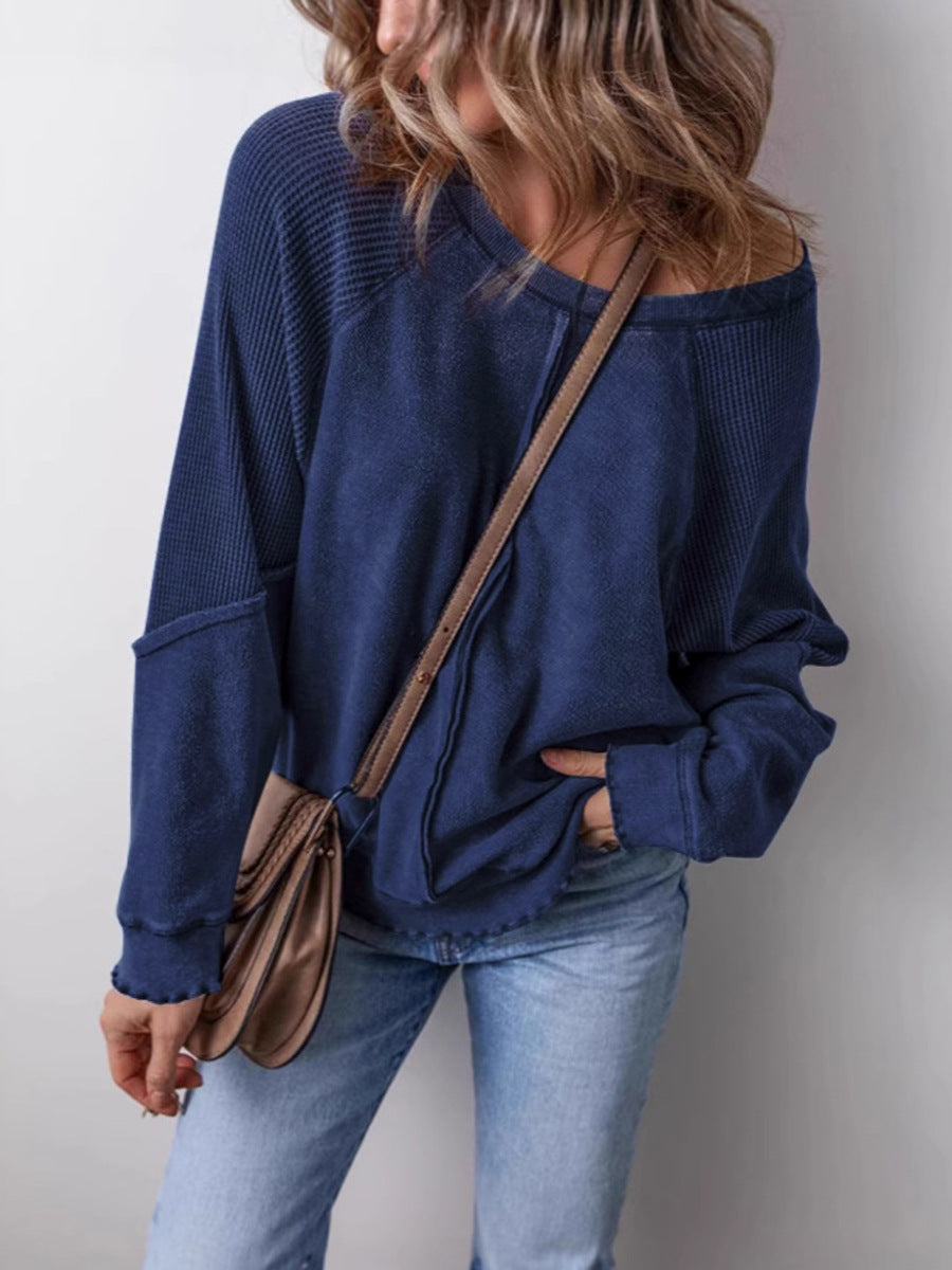 Damen lässiger Pullover mit weitem Ausschnitt EB
