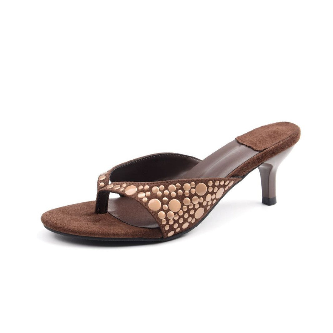 Damen Sandaletten mit eleganter Perlenverzierung und komfortablem Absatz EB