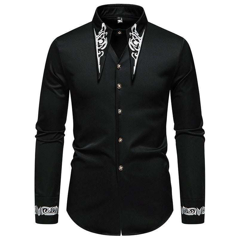 Herren Langarmhemd mit ornamentalen Akzenten EB