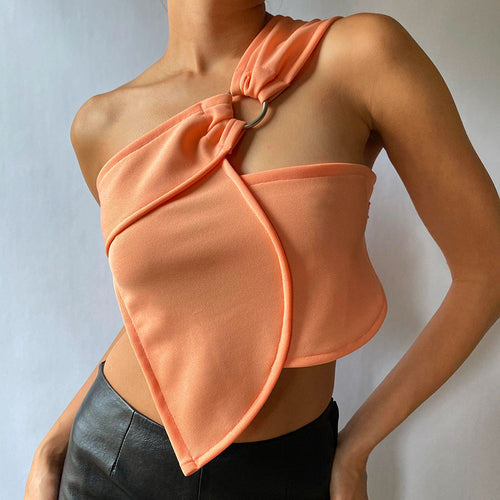 Damen asymmetrisches Trägershirt mit elegantem Ringdetail EB