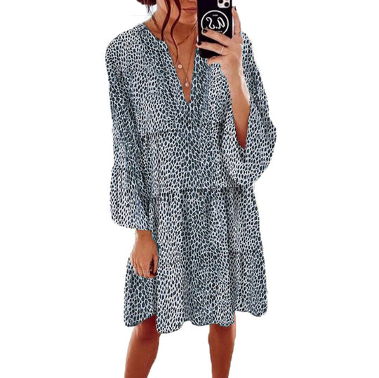 Damen MAXIKLEID mit modernem Leopardenmuster und leichtem, fließendem Schnitt Heidi-Mode