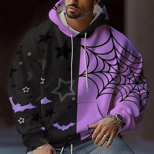 Herren Kapuzensweater mit kreativen Halloween-Motiv und lockerer Passform EB