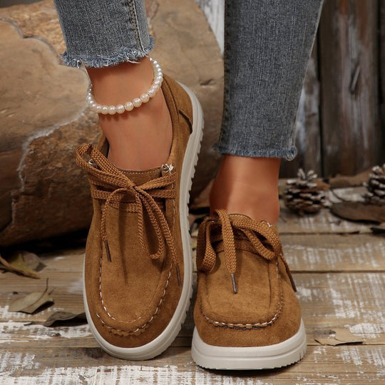 Damen Komfortable Wildleder-Sneakers mit modischem Schnürsystem EB