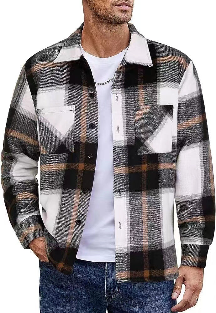 Herren lässige Karomuster Hemdjacke EB
