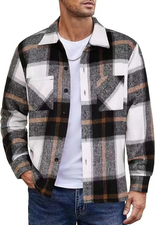 Herren lässige Karomuster Hemdjacke EB
