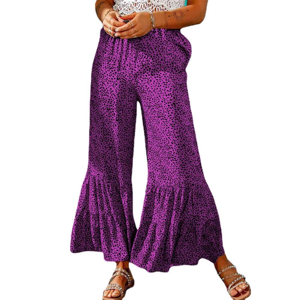 Damen Weite Palazzo-Hose mit voluminösem Saum und elastischem Bund EB