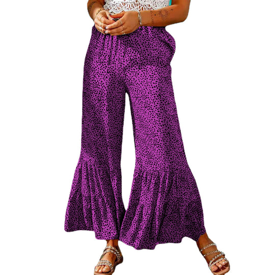 Damen Weite Palazzo-Hose mit voluminösem Saum und elastischem Bund EB