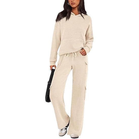 Damen Bequemes Lounge-Set mit Kapuze und weiten Hosen EB