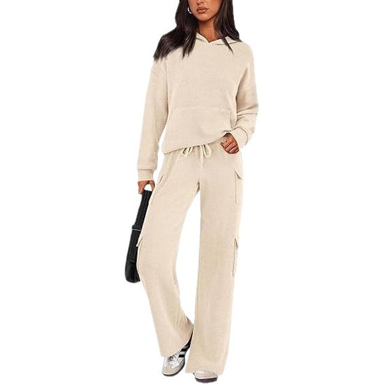 Damen Bequemes Lounge-Set mit Kapuze und weiten Hosen EB