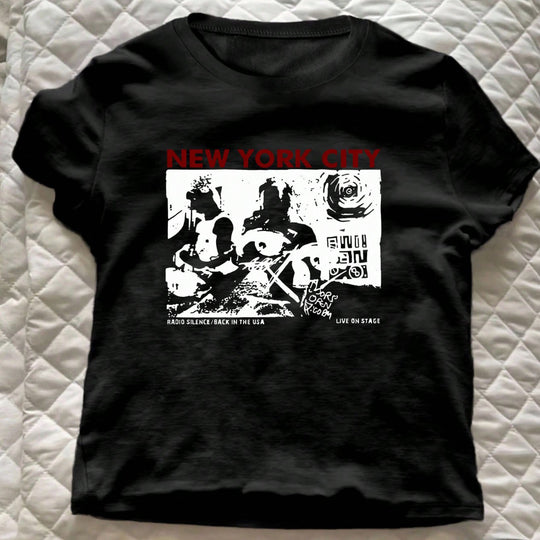 Damen Grafik T-Shirt mit kreativem New York City Motiv EB